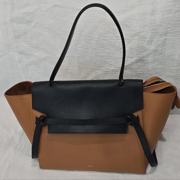 Celine Small Leather Belt Bag Carmel Black Tote Travel Work Suede Shoulder Mini - Picture 6 of 17